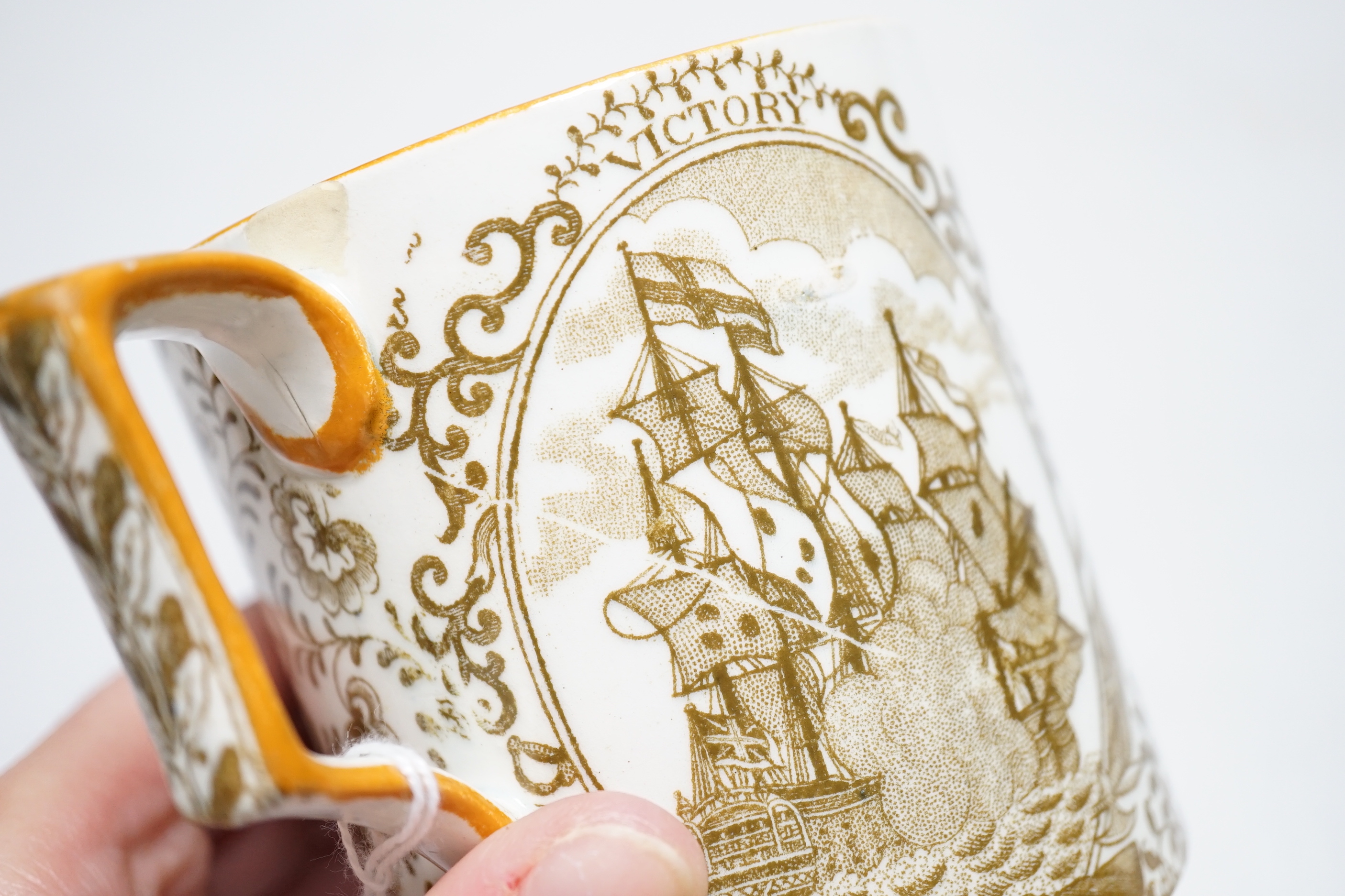 An early 19th century Lord Nelson pearlware commemorative mug, 9cm